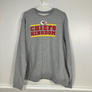 Kansas City Chiefs CHIEFS KINGDOM Crewneck Sweatshirt Gray Size XXL